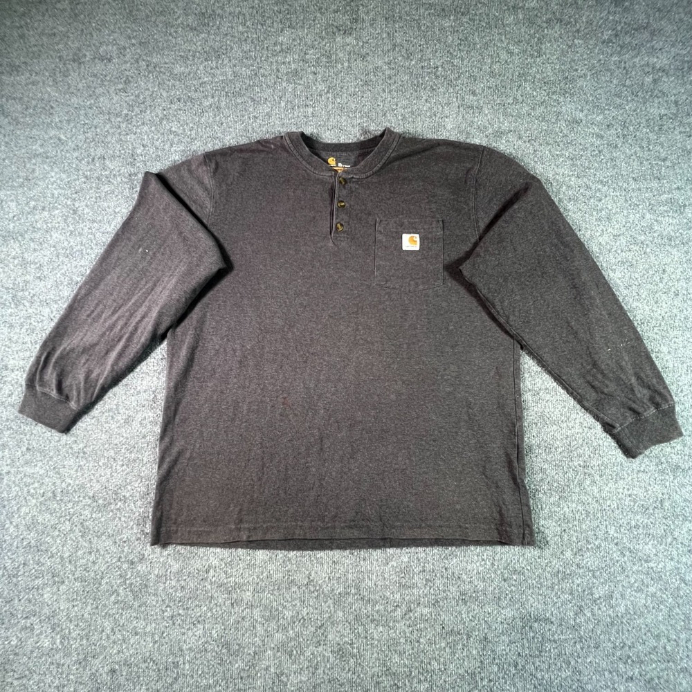 Carhartt Henley Shirt Mens XL Brown Long Sleeve Original Fit K128 CRH Workwear